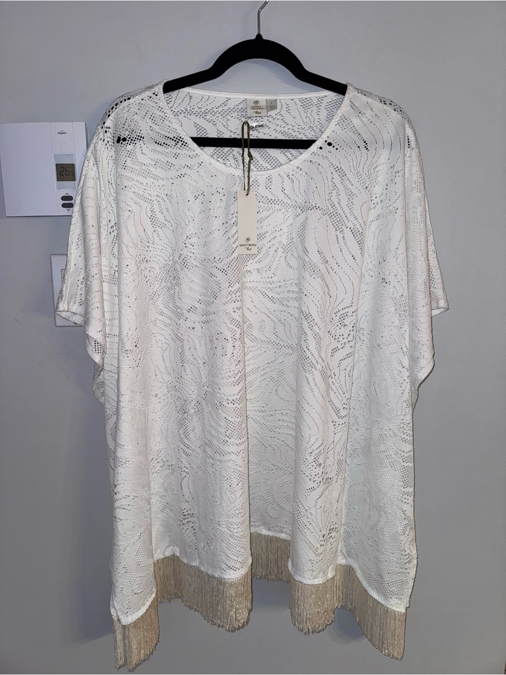 Saint Tropez West Cream Fringe-Hem Lace Tunic